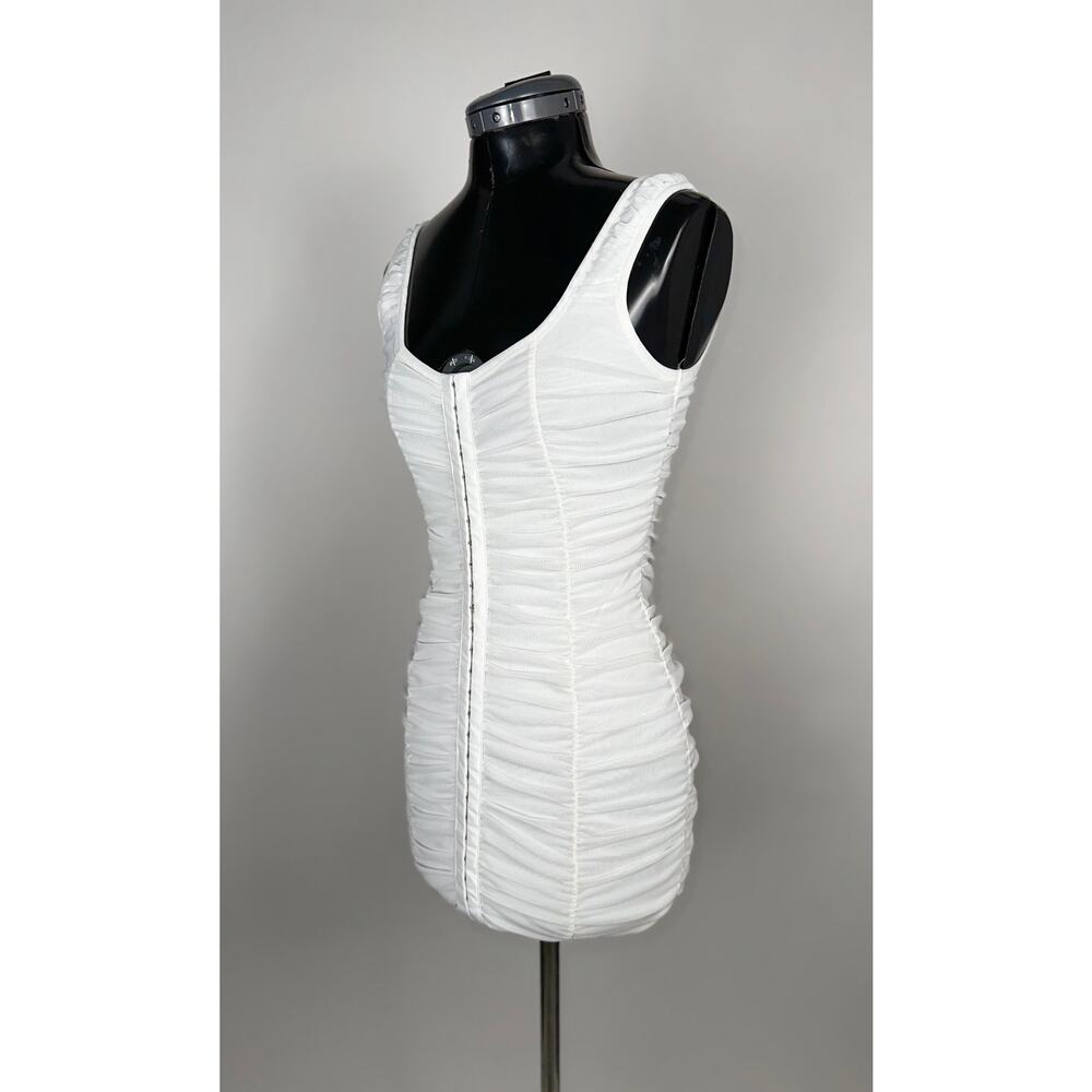 Shinestar White Ruched Bodycon Mini Dress - Picture 3 of 5